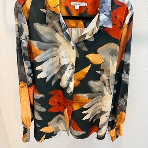 Chico's Artistic Floral Button Down Shirt size 3